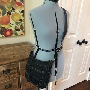 COACH Black Signature Crossbody Bag Purse 10402